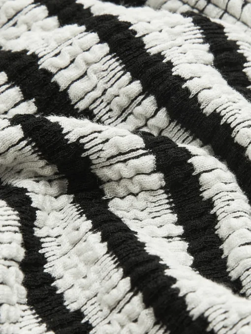 COMMENSE Swimwear|Tops^Striped Tie Back Bikini Set BlackandWhite