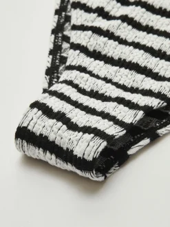 COMMENSE Swimwear|Tops^Striped Tie Back Bikini Set BlackandWhite