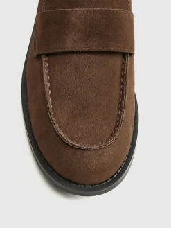 COMMENSE Shoes|Accessories^Suede Penny Loafers Brown