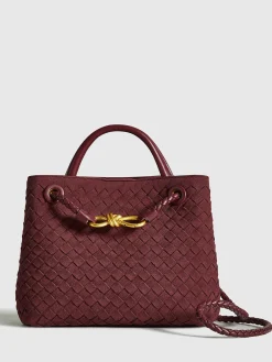 COMMENSE Bags|Accessories^Suede Woven Tote Bag Burgundy