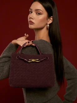 COMMENSE Bags|Accessories^Suede Woven Tote Bag Burgundy