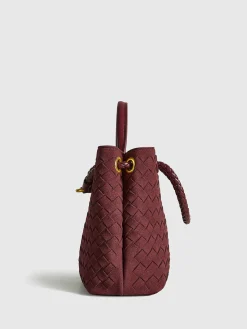 COMMENSE Bags|Accessories^Suede Woven Tote Bag Burgundy