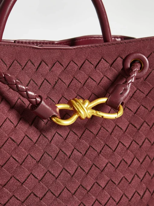 COMMENSE Bags|Accessories^Suede Woven Tote Bag Burgundy