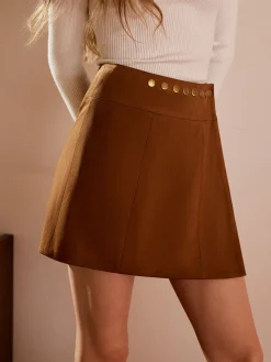 COMMENSE Skirts^Suede Wrap Mini Skirt Brown