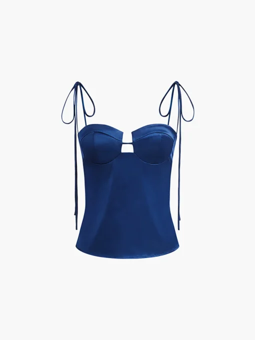 COMMENSE Tank Tops & Camis|Tops^Sweetheart Satin Cami Top Blue