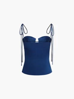 COMMENSE Tank Tops & Camis|Tops^Sweetheart Satin Cami Top Blue