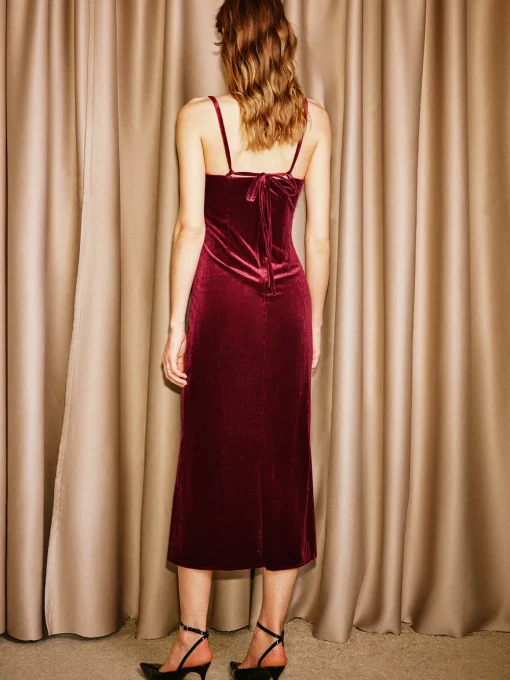 COMMENSE Dresses^Sweetheart Velvet Cami Dress Burgundy