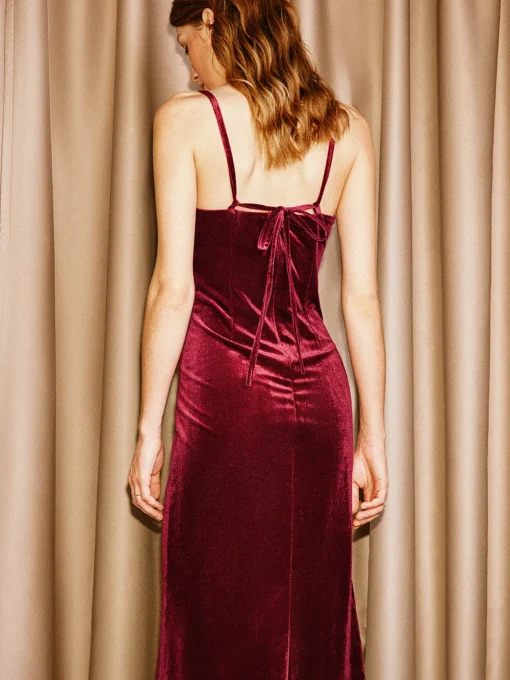 COMMENSE Dresses^Sweetheart Velvet Cami Dress Burgundy