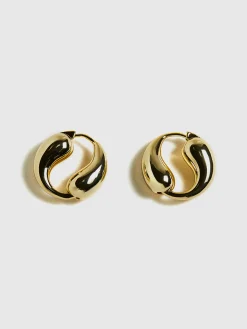 COMMENSE Earrings|Accessories^Tai Chi Water Drop Hoop Earrings Gold