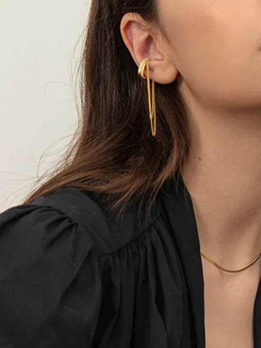 COMMENSE Earrings|Accessories^Tassel Single Ear Bone Clip Gold