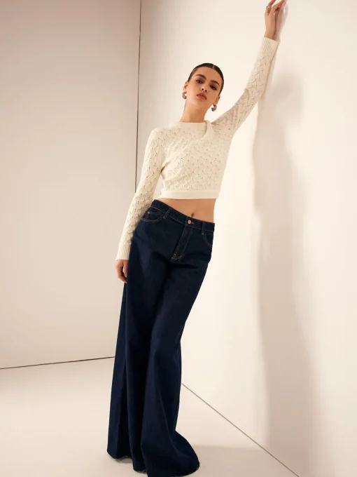 COMMENSE Sweater Tops|Sweaters & Cardigans^Tie Back Crop Sweater Beige