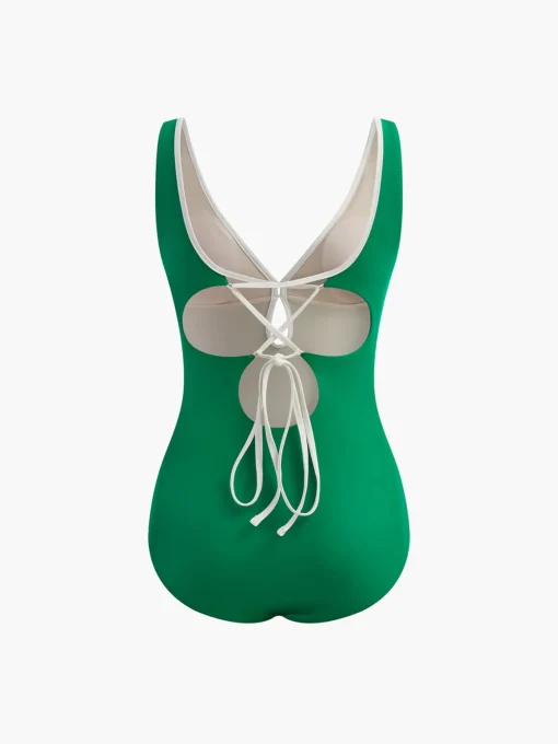 COMMENSE Swimwear|Tops^Tie Back One Piece Swimsuit Green