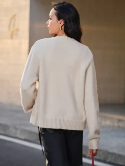 COMMENSE Sweater Tops|Sweaters & Cardigans^Tie Front Knit Top Khaki