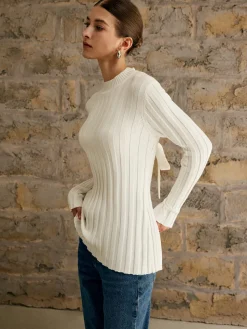 COMMENSE Sweater Tops|Sweaters & Cardigans^Tie Open Back Knit Top Off-White
