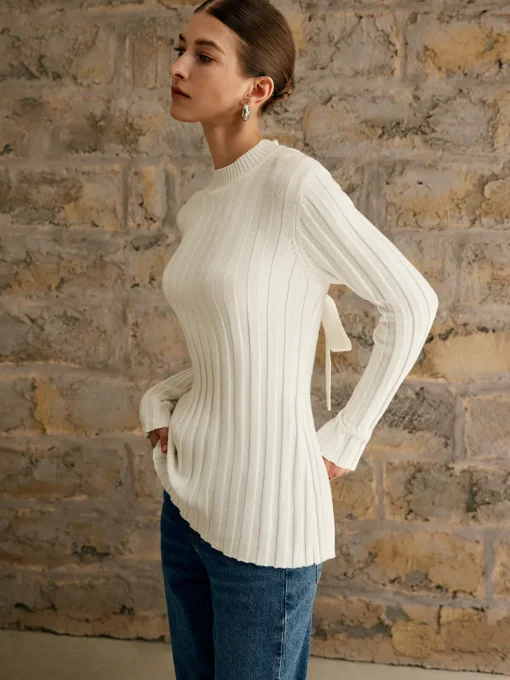 COMMENSE Sweater Tops|Sweaters & Cardigans^Tie Open Back Knit Top Off-White