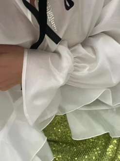 COMMENSE Blouses & Shirts|Tops^Tie-Neck Ruffle Shirt White