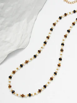 COMMENSE Necklaces|Accessories^Tiger Eye Stone Beaded Necklace Multicolor