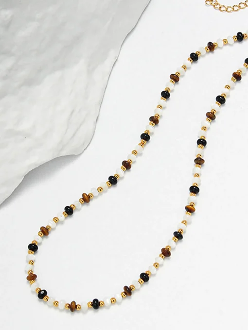 COMMENSE Necklaces|Accessories^Tiger Eye Stone Beaded Necklace Multicolor