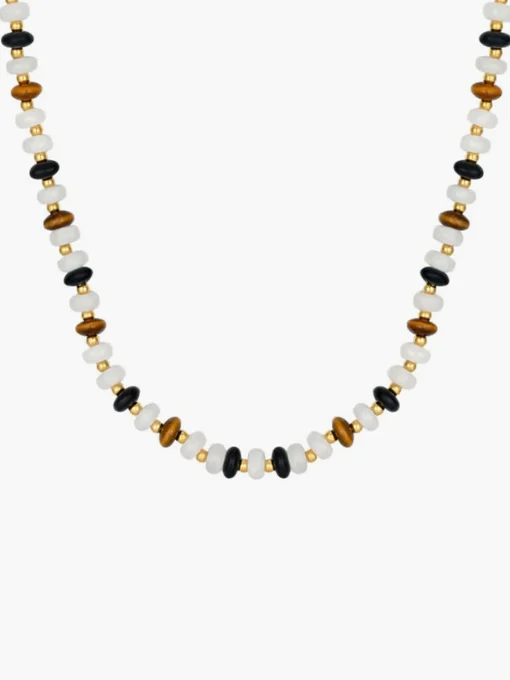 COMMENSE Necklaces|Accessories^Tiger Eye Stone Beaded Necklace Multicolor
