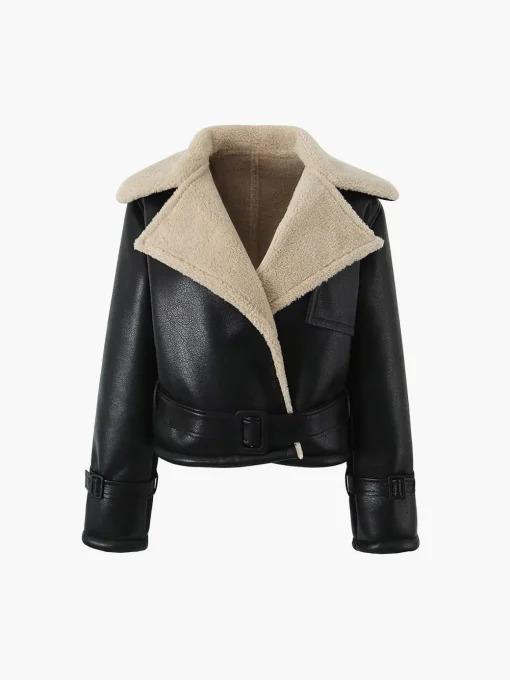 COMMENSE Outerwear|Jackets^Too Blessed Sherpa Lined Shearling Leather Flight Jacket Black