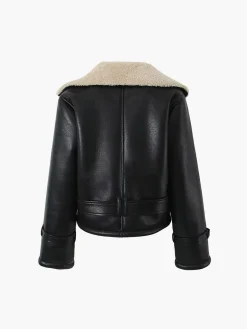COMMENSE Outerwear|Jackets^Too Blessed Sherpa Lined Shearling Leather Flight Jacket Black