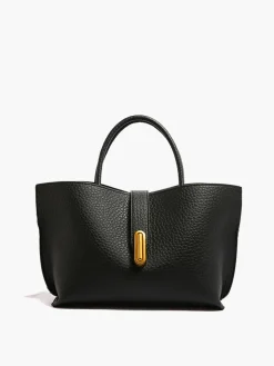 COMMENSE Bags|Accessories^Top Handle Textured Shoulder Bag Black