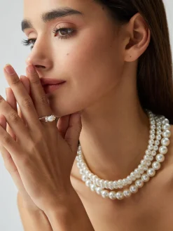 COMMENSE Necklaces|Accessories^Treble Layers Pearl Necklace White