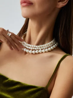 COMMENSE Necklaces|Accessories^Treble Layers Pearl Necklace White