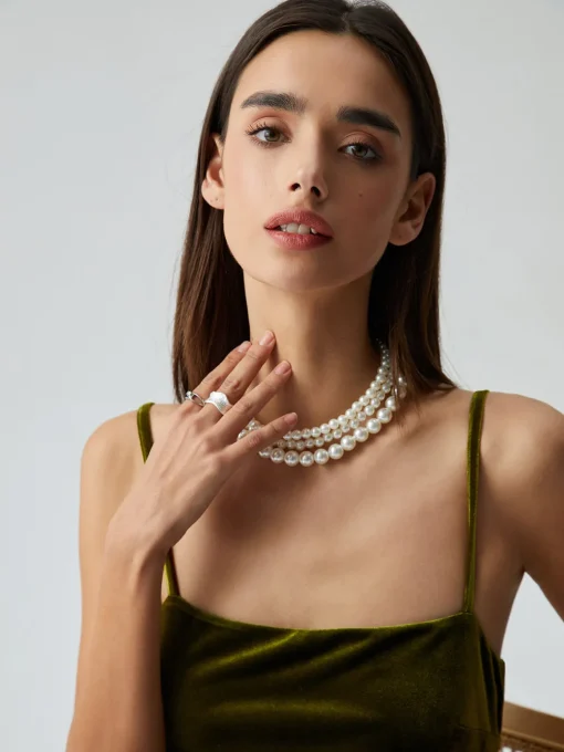 COMMENSE Necklaces|Accessories^Treble Layers Pearl Necklace White