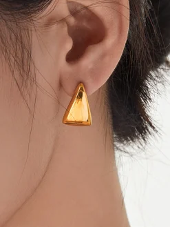 COMMENSE Earrings|Accessories^Triangle Stud Drop Earrings Gold