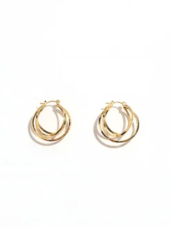 COMMENSE Earrings|Accessories^Triple Layered en Hoop Earrings Gold