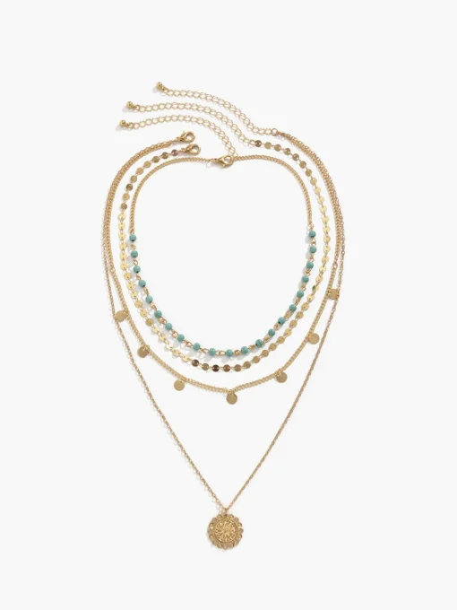 COMMENSE Necklaces|Accessories^Turquoise Multi-Layered Necklace Gold