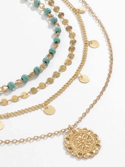 COMMENSE Necklaces|Accessories^Turquoise Multi-Layered Necklace Gold