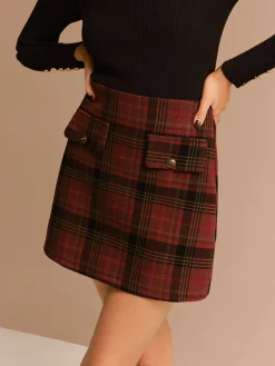COMMENSE Skirts|Bottoms^Tweed Checked Mini Skirt Red