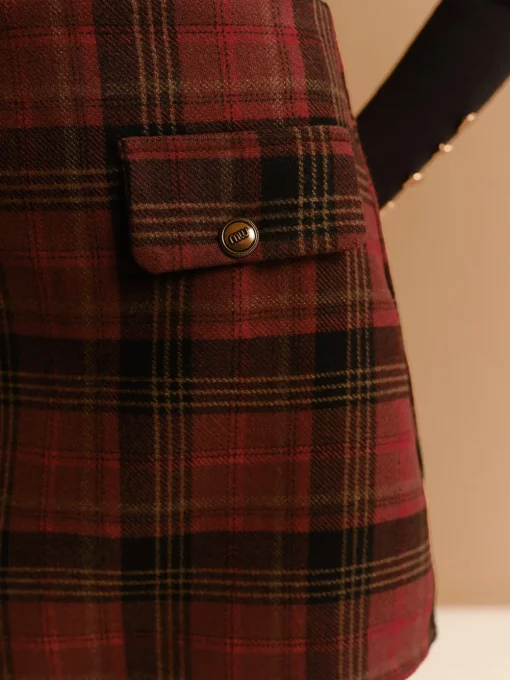 COMMENSE Skirts|Bottoms^Tweed Checked Mini Skirt Red