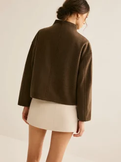 COMMENSE Outerwear|Coats^Tweed Double Zip Coat DarkBrown