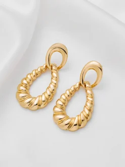 COMMENSE Earrings|Accessories^Twist Doorknocker Drop Earrings Gold