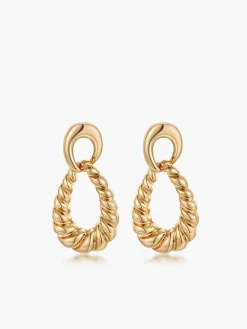 COMMENSE Earrings|Accessories^Twist Doorknocker Drop Earrings Gold