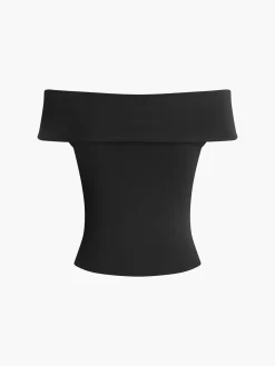 COMMENSE T-shirts|Tops^Twist Front Off Shoulder Top Black
