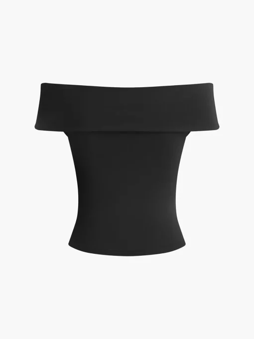 COMMENSE T-shirts|Tops^Twist Front Off Shoulder Top Black