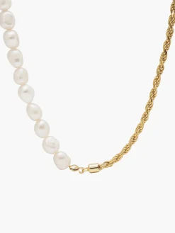 COMMENSE Necklaces|Accessories^Twist Pearl Beaded Panel Necklace Gold