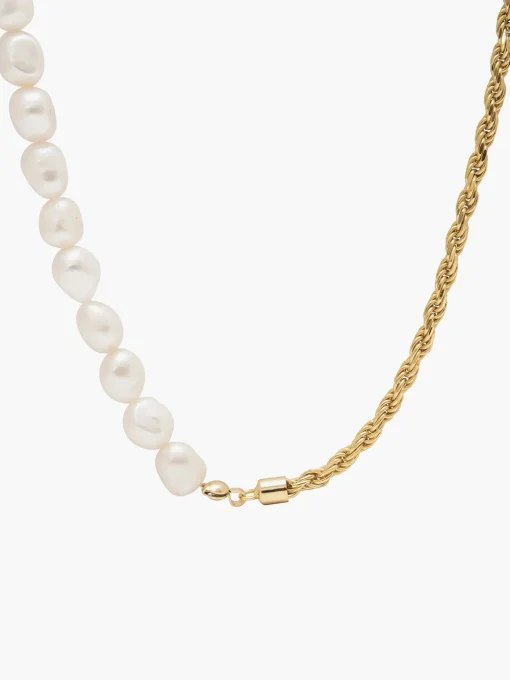 COMMENSE Necklaces|Accessories^Twist Pearl Beaded Panel Necklace Gold