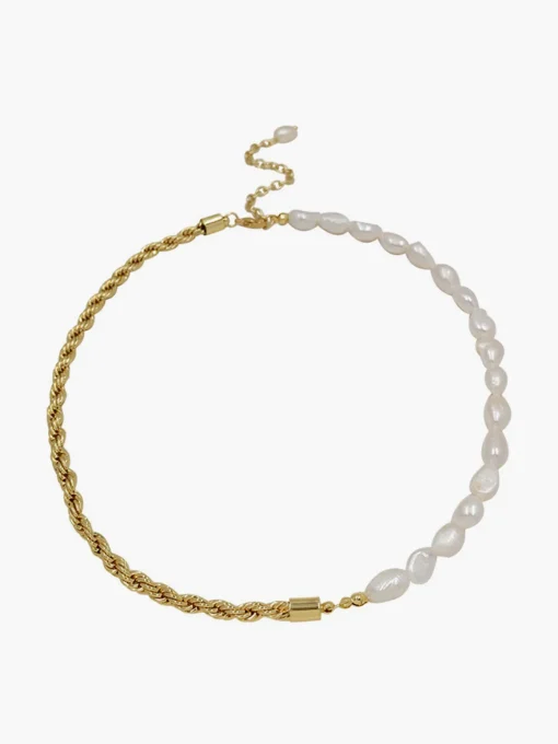 COMMENSE Necklaces|Accessories^Twist Pearl Beaded Panel Necklace Gold
