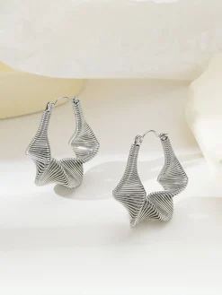 COMMENSE Earrings|Accessories^Twist Wave Pendant Earrings Silver