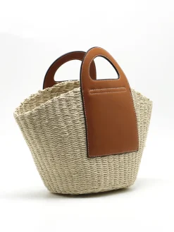 COMMENSE Bags|Accessories^Two Tone Straw Bag Khaki