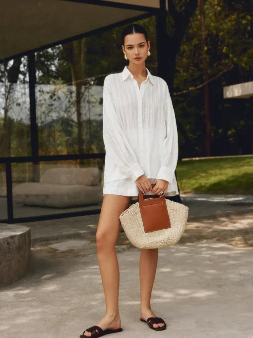 COMMENSE Bags|Accessories^Two Tone Straw Bag Khaki