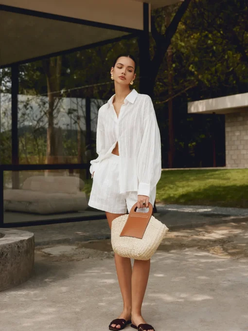 COMMENSE Bags|Accessories^Two Tone Straw Bag Khaki