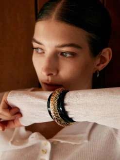 COMMENSE Rings & Bracelets|Accessories^Two Tone Wide Hammered Bracelet Black