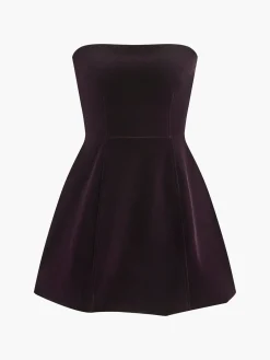 COMMENSE Dresses^Two Way Bow-Decor Velvet Tube Dress Burgundy