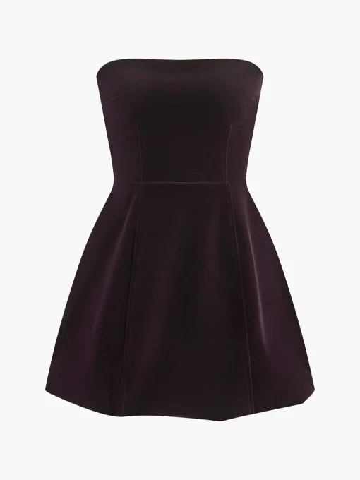 COMMENSE Dresses^Two Way Bow-Decor Velvet Tube Dress Burgundy